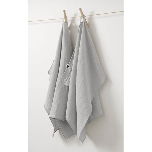 Lot De 2 Essuie-Mains Gaze De Coton 50 X 70 Cm - Gris Gris