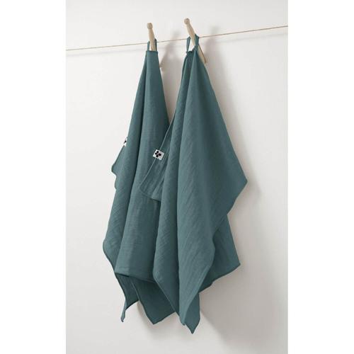 Lot De 2 Essuie-Mains Gaze De Coton 50 X 70 Cm - Bleu Bleu