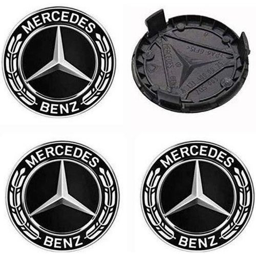Lot De 4 Centre De Roue Noir Couvercle Cache Moyeu Pour 75mm Benz Mercedes G M R S E Glk Glc Gls