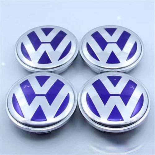 Nouveau 4pcs Cache Moyeu Roue 65mm Vw Logo Bleu Enjoliveurs Pour Volkswagen Oe.3b7601171