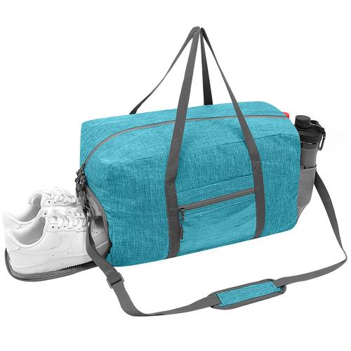 Sac à bagages 46 * 30 * 25cm (bleu (avec bandoulière)), sac à bagages de  voyage à fond pliable, sac à main, bagage à main, nuit pour femmes et  hommes