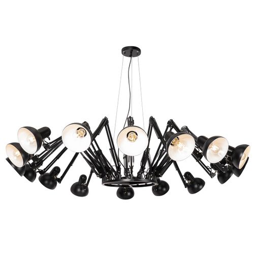 Qazqa Industriel Industriã«Le Hanglamp Zwart 16-Lichts Verstelbaar - Hobby Spinne Acier Noir Rond / Luminaire / Lumiere / ÃClairage / Intã©Rieur / Salon / Cuisine E27 Max. 16 X 60 Watt
