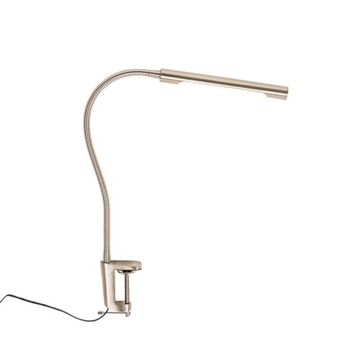Qazqa Moderne Klem Bureaulamp Staal Incl. Led Met Touch Dimmer - Lionard Acier Acier Oblongue / Lampe De Lecture / Luminaire / Lumiere / ÃClairage / Intã©Rieur / Salon Led (Non...