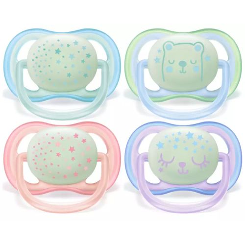 Lot De 2 Sucettes Ultra Air 0/6 Mois + Phosphorescent Ourson Et Étoiles - Philips Avent