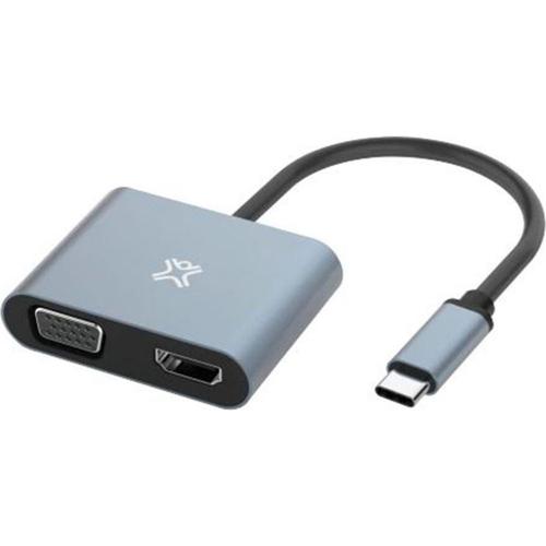 XtremeMac - Adaptateur vidéo - 24 pin USB-C mâle pour HD-15 (VGA), HDMI femelle - gris sidéral - support 1 080p 60Hz (VGA), prise en charge 4Kx2K30Hz (HDMI)