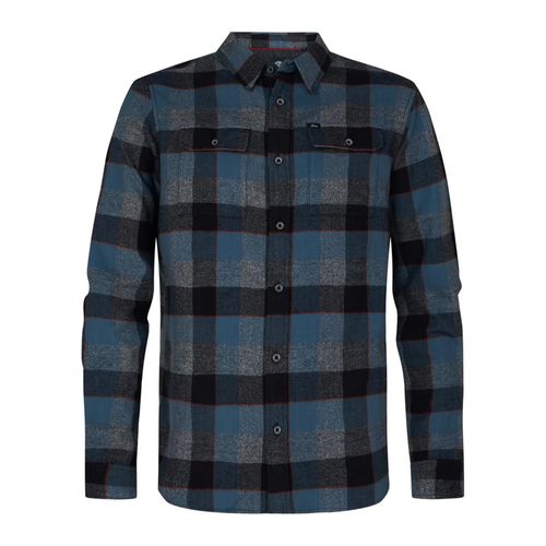 Chemise Manches Longues Petrol Industries Men Shirt Long Sleeve Check Bleu Moyen