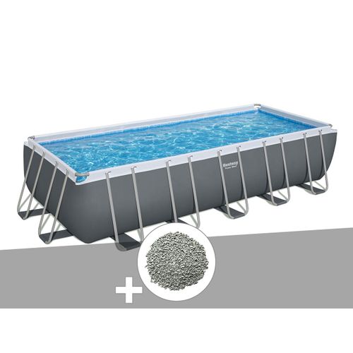 Kit piscine tubulaire Bestway Power Steel rectangulaire 6,40 x 2,74 x 1,32 m + 10 kg de zéolite