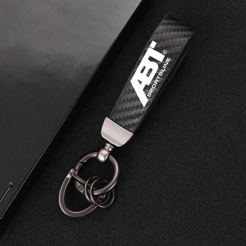 Porte - clés Audi sLine logo en cuir véritable fibre de carbone