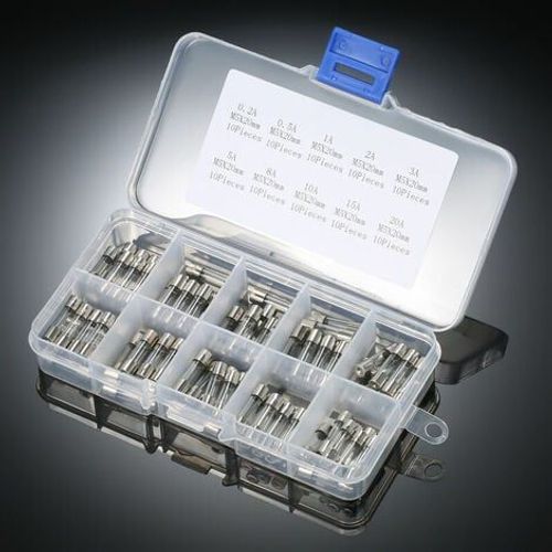 100 fusibles en verre 5x20mm en boite Fusible 0.2A 20A zhuoxuan