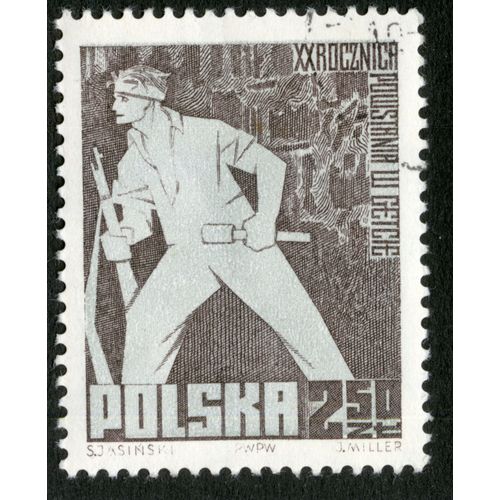 Timbre Oblitéré Polska, Xx Rocznica Powstania W Getcie, Jasinski, Miller, 2,50 Zl