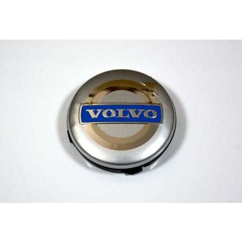 4x Logo Jante Pour Volvo 64 Mm Argent Bleu Cache Moyeu Centre De Roue 3546923