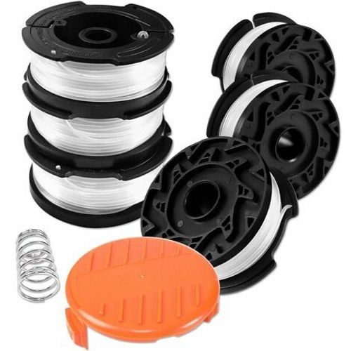 Bobine Fil Coupe Bordure pour Black et Decker Coupe-Bordures, 6 Bobine de Fil Debroussailleuse avec 1 Couvercle de Bobine et 1 Ressort zhuoxuan