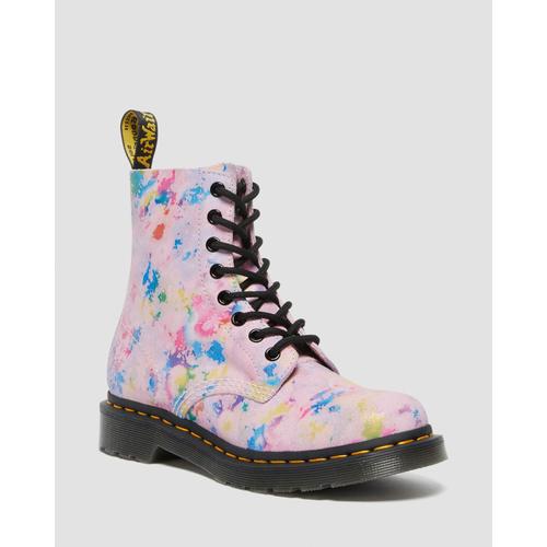 Bottes 1460 Pascal Rainbow En Daim Lacets En Rose