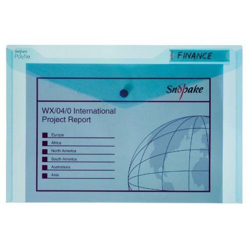 Snopake 12838x Polyfile A4 Pochettes Avec Bouton-Pression Et Index Attache Classique Bleu (Lot De 5)