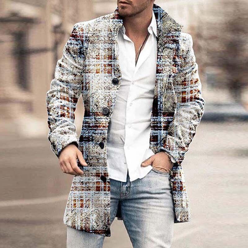 Veste Longue Homme À Capuche Manteaux d'automne et d'hiver pour hommes  couleur unie col rabattu bouton veste à manches longues simple boutonnage  veste chaude Veste De Travail Homme Sans (Coffee, L) 