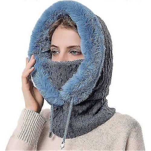 Women Ski Mask Fleece Hood Winter Hat With Neck Cover Face Cover Mask For Outdoor Sports Dog Walking