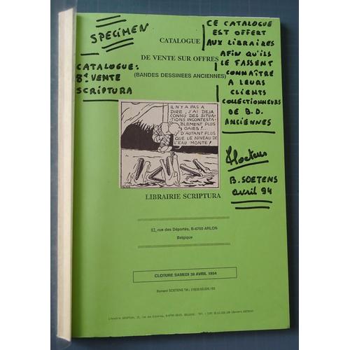 Catalogue Scriptura Bandes Dessinées Anciennes , Planches, Dessins Avril 1994
