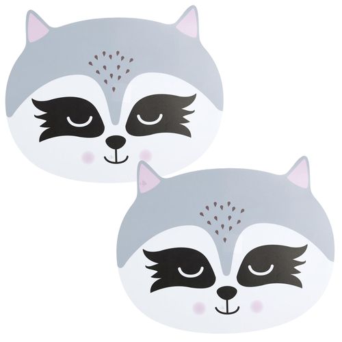 Lot De 2 Sets De Table D'animaux 33x41 Cm Collection Animaux Raton Laveur