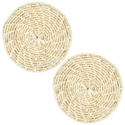 Lot De 2 Sets De Table Rond Tresse Maïs 34x34 Cm Collection Ko Lipe Beige Naturel