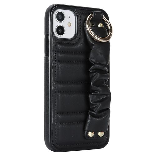 For Iphone 12 Mini Pu Leather+Tpu Cell Phone Case Pleated Wristband Cover