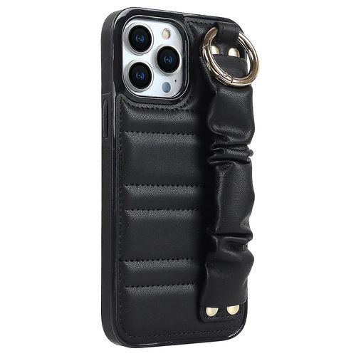 For Iphone 13 Pro Max Case Pleated Wristband Pu Leather Coated Tpu Cover