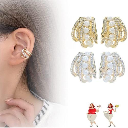 2paires Astennu Lymphvity Auriculotherapy White Onyx Earcuff, Eleonore Earacupressure White Onyxes Detoxiear Cuffs, Lymphatic Drainages Acupressure Earrings