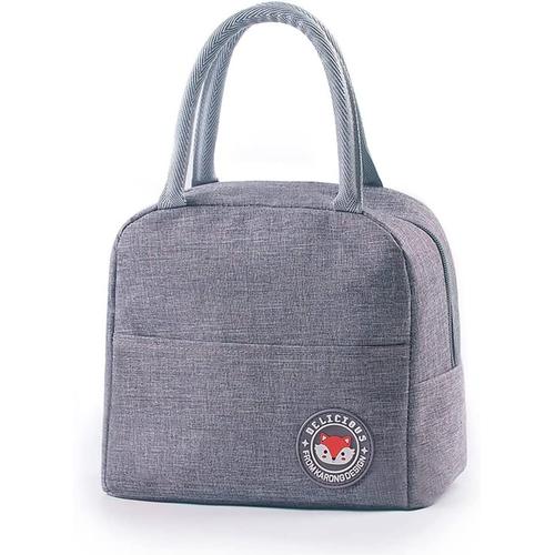 Sac Repas Isotherme Lunch Bag Sac Isotherme Repas Femme Homme Enfant Portable Waterproof Sac Lunch Sac Pique Nique (Gris)