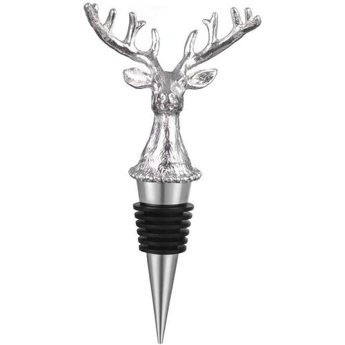 Tête de cerf Bouchon 1 Pcs Bouchon de vin Réutilisable en acier inoxydable  Alliage Bouchon de Bouteille pour la Collection de Vin Rouge Champagne  Mousseux Bière économiseur Scellant, 11 x 7 cm 