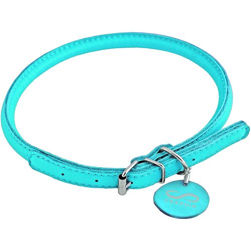 Chapuis Sellerie Glamour Collier Réglable Rond En Cuir Pour Chien Chat Bleu Diam Tre 8 Mm Longueur 20-25 Cm Taille S