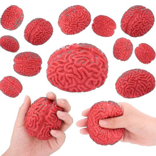 6 Pièces Brain Stress Balls Brain Splat Ball Brain Shaped Toys Zombie Brains Balls Red Novelty Fake Brain Scary Toys-Yujia