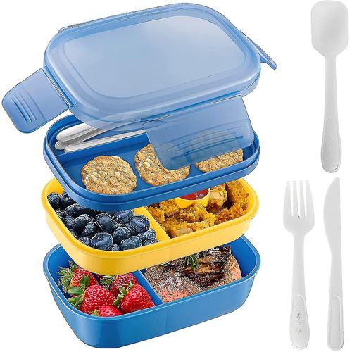 Bento Box Adult Lunch Box, 3 Stackable Bento Lunch Containers For Adults\\/Kids