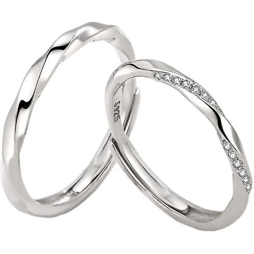 Saint-Valentin[Nouveau] En Argent Sterling 925, Ensemble De Bagues De Couple, Bagues Réglables, Bagues De Promesse De Fiançailles Amoureux De Mariage