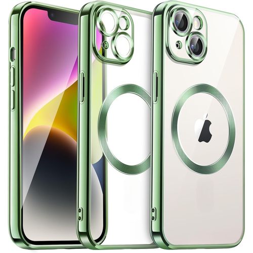 Coque Silicone Pour Iphone 14 Plus Couleur Vert Compatible Magsafe Little Boutik®