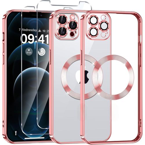Coque Silicone Pour Iphone 14 Plus Couleur Rose Compatible Magsafe + 2 Verres Trempe Protection Ecran Little Boutik®