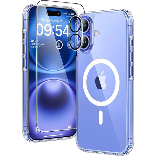 Coque Silicone Transparente Compatible Magsafe + Verre Trempes Et Protection Camera Arriere Pour Iphone 16 Little Boutik®