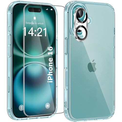 Coque Silicone Transparente + Verre Trempe Et Protection Camera Arriere Pour Iphone 16 Little Boutik®