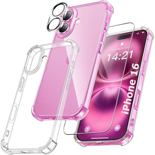 Coque Silicone Transparente Angles Renforces + Verre Trempe Et Protection Camera Arriere Pour Iphone 16 Little Boutik®