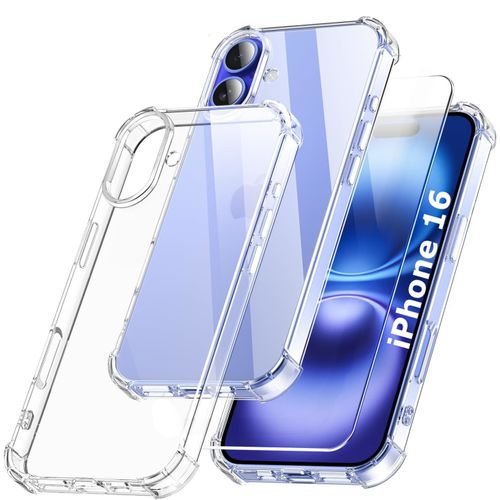 Coque Silicone Transparente Angles Renforces + Verre Trempe Pour Iphone 16 Little Boutik©