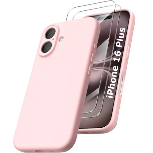 Coque Silicone Rose + 2 Verres Trempes Pour Iphone 16 Plus Little Boutik©