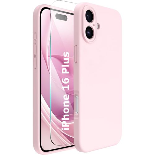 Coque Silicone Rose + Verre Trempe Pour Iphone 16 Plus Little Boutik©