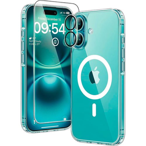 Coque Silicone Transparente Compatible Magsafe + Verre Trempes Et Protection Camera Arriere Pour Iphone 16 Plus Little Boutik®