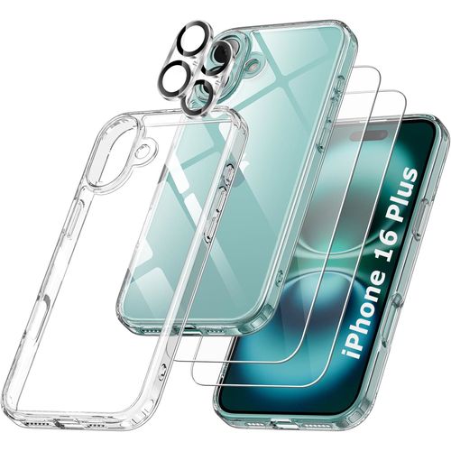Coque Silicone Transparente + Verres Trempes Et Protections Camera Arriere X2 Pour Iphone 16 Plus Little Boutik®