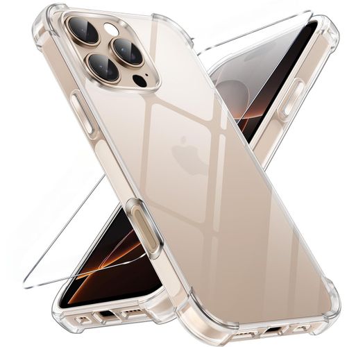 Coque Silicone Transparente Angles Renforces + Verre Trempe Pour Iphone 16 Pro Little Boutik©