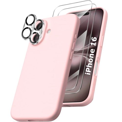 Coque Silicone Rose + Verres Trempes Et Protections Camera Arriere X2 Pour Iphone 16 Little Boutik®