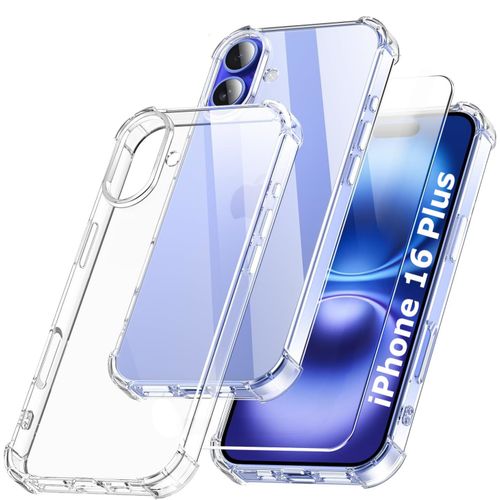 Coque Silicone Transparente Angles Renforces + Verre Trempe Pour Iphone 16 Plus Little Boutik©