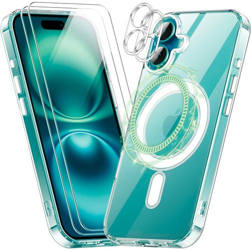 Coque Silicone Transparente Compatible Magsafe + Verres Trempes Et Protections Camera Arriere X2 Pour Iphone 16 Plus Little Boutik®