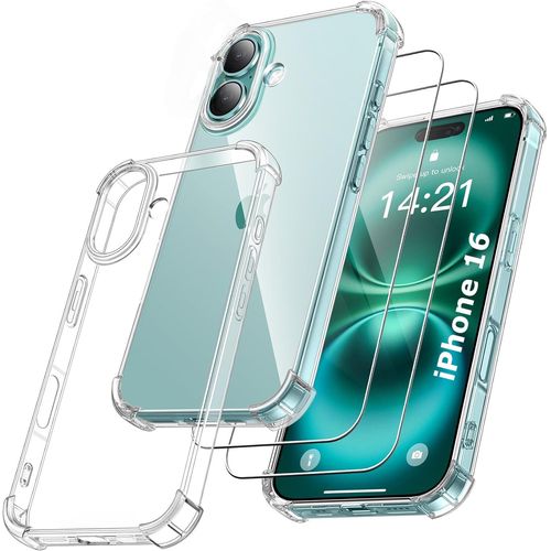 Coque Silicone Transparente Angles Renforces + 2 Verres Trempes Pour Iphone 16 Plus Little Boutik©