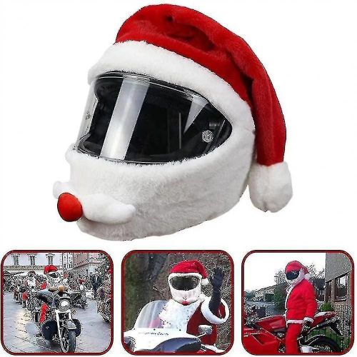Housse De Casque De Moto Chapeau De Noël Père Noël Balades En Moto Cadeau Crazy Funny Head Hat Costume