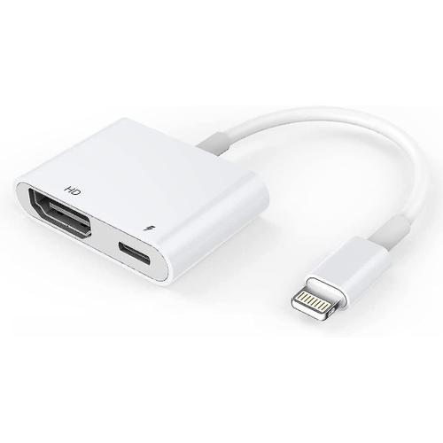 Adaptateur Hdmi, Adaptateur Hdmi pour Iphone 1080p Lightning Adaptateur Av Numérique, Hdmi Sync Screen Hdmi Connecteur Pour IPhone & Ipa