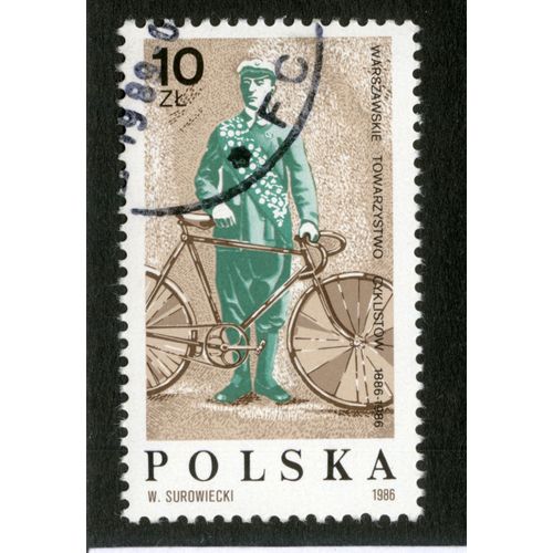 Timbre Oblitéré Polska, Warszawskie Towarzystwo Cyklistow 1886-1986, Surowiecki, 10 Zl